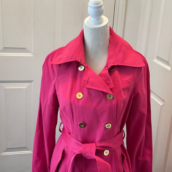 NWT! INC International Concepts Womens Hot Pink Double Breasted Trench Coat Sz M - Picture 9 of 14